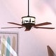 preview thumbnail 1 of 7, Yellowstone 56 in. Bronze Rustic Ceiling Fan, Reversible Rosewood-Dark Walnut Blades, LED Lighted Wildlife Motor Housing, Remote 56-in W x 18-in H x 56-in D - Burnished Bronze