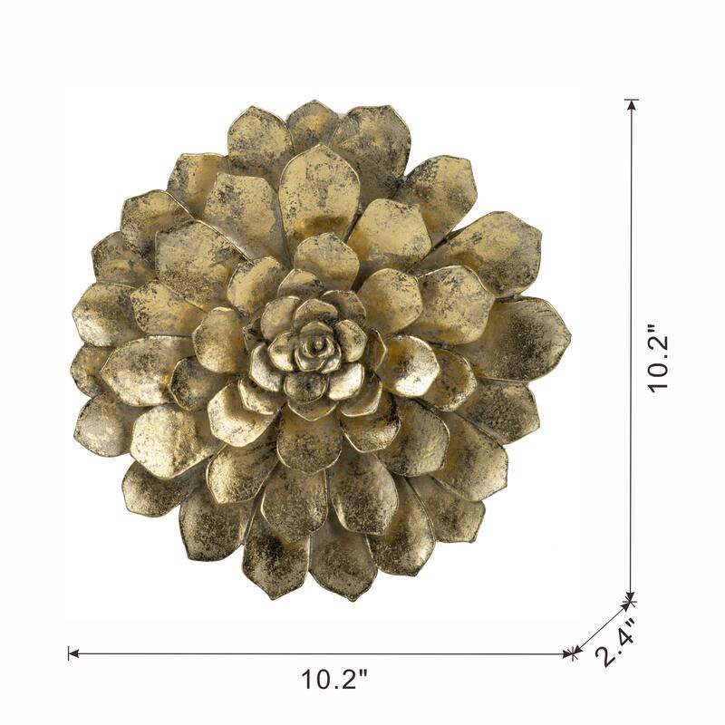 Modern Piece Succulent Wall Decor with Gold Finish Unique Textured Design, for Home and Office Decor