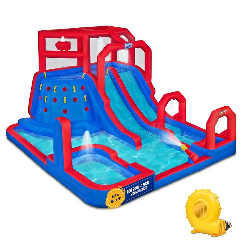Sunny & Fun Mega Climb N' Go Inflatable Water Slide Park - Kids - Blue