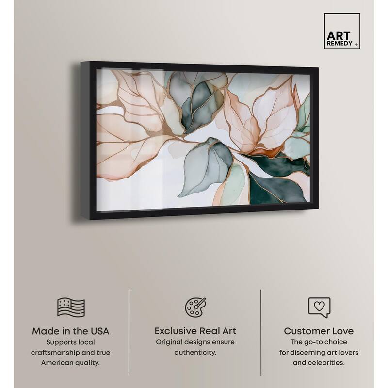 Golden Veined Leaves I Shadowbox by Art Remedy