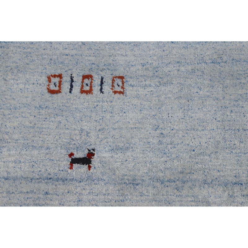 Gabbeh Indian Area Rug Handmade Tribal Blue Wool Carpet - 5'1" x 7'10"