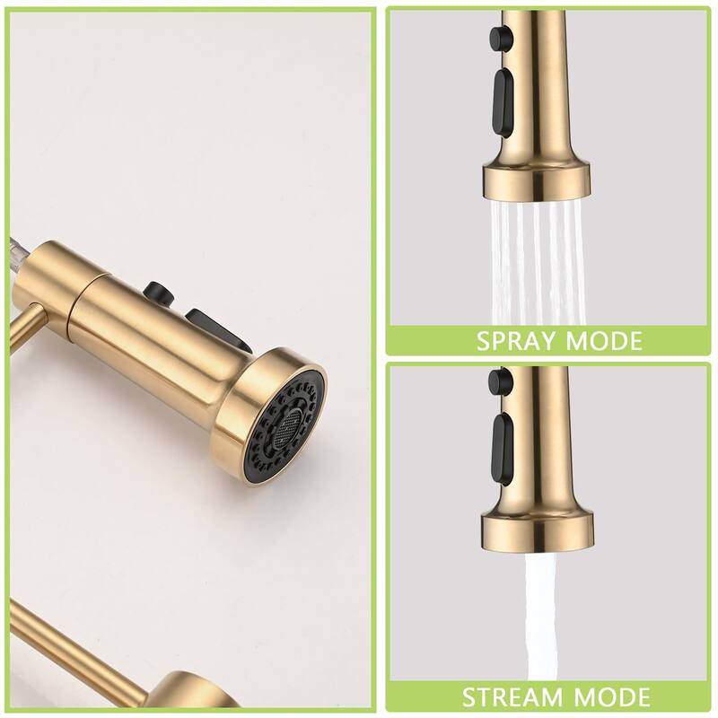 Single Handle Deck Mounted Spring Neck Pull Down Kitchen Faucet with