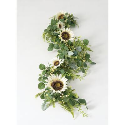 Sullivans Artificial Sunflower Euc Berry Garland 60"L Green - 5'L x 12"W x 4.5"H