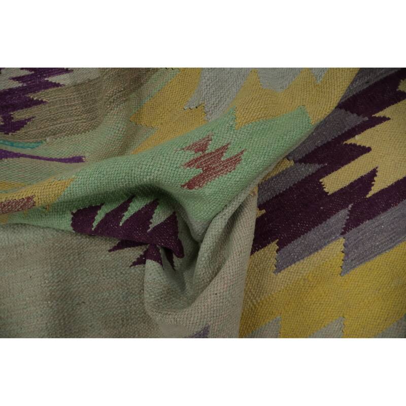 Hand Woven Oriental 100% Wool Carpet Southwestern Tribal Multi-Colored Kilim Area Rug - 9' 10'' X 8' 4''