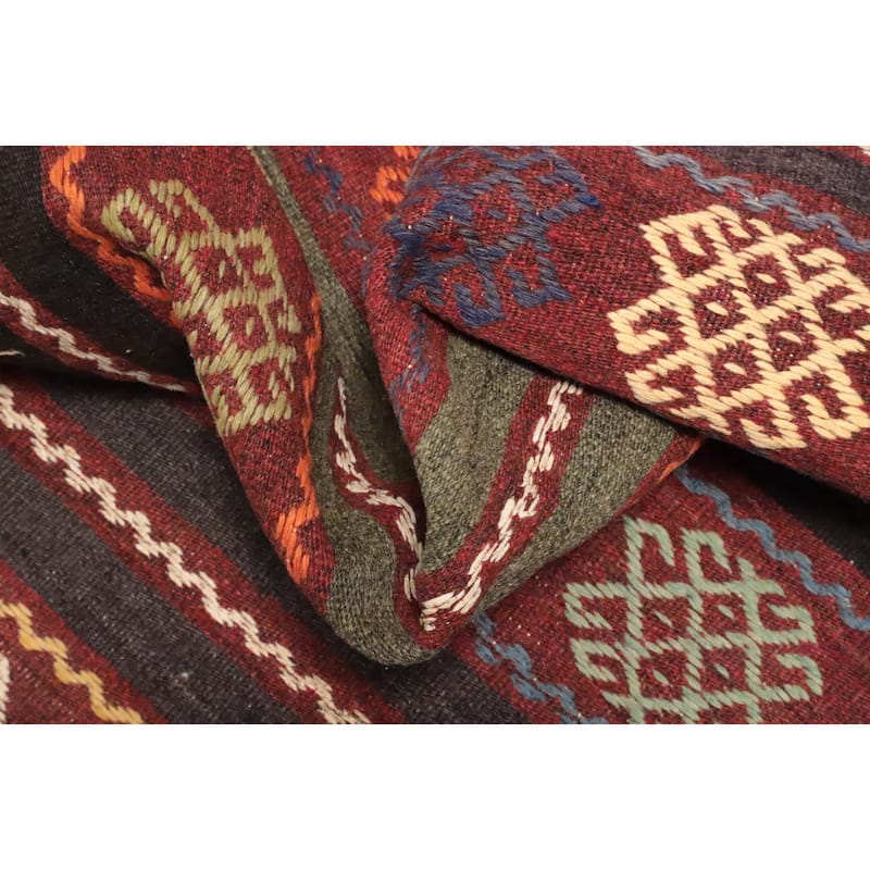Hand Woven Oriental 100% Wool Carpet Southwestern Tribal Multi-Colored Kilim Area Rug - 10' 2'' X 6' 4''