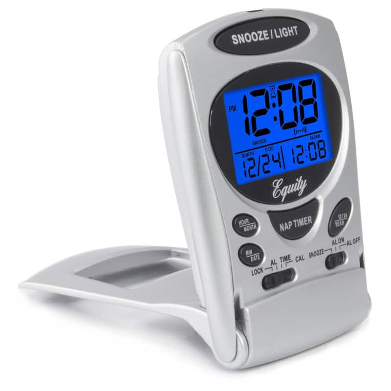 Equity 31300 Silver Travel Alarm Clock with Nap Timer & Backlight