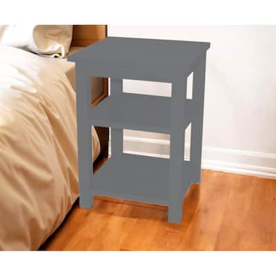 HomeRoots 28" Gray Solid Wood Nightstand