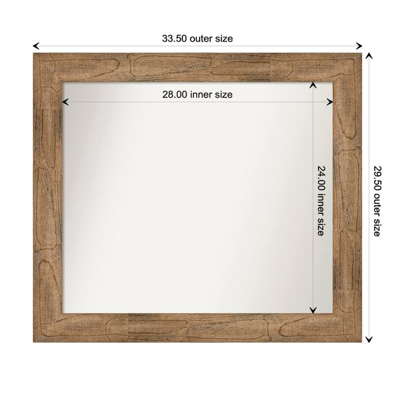 Owl Brown Framed Non-Beveled Custom Wall Mirror, Bathroom Vanity Mirror - Outer Size: 33.5 x 29.5