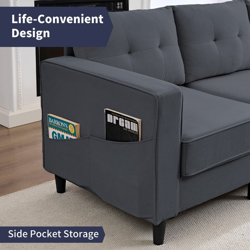 Mixoy 108"Snowflake Velvet Oversized Modular Sectional Sofa,L-Shaped Sectional Sofas with Side Pocket,Large 6 Seater Corner Sofa