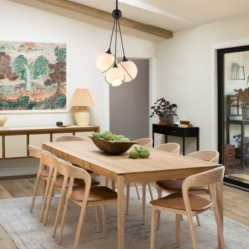 Classic Elegant Milky White Glass Globe Cluster Chandelier