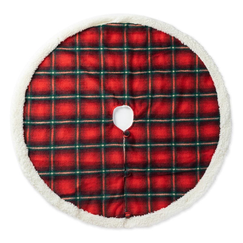 Glitzhome 48"-52"D Knitted Polyester Christmas Tree Skirt