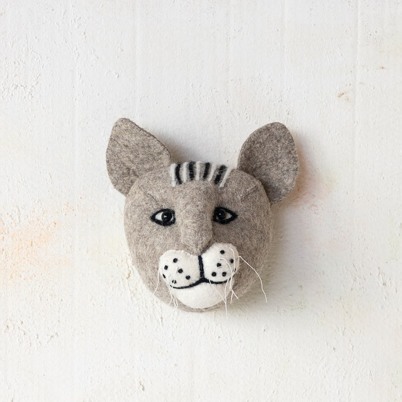 Handmade Wool Felt Head Wall Hanging - Cat