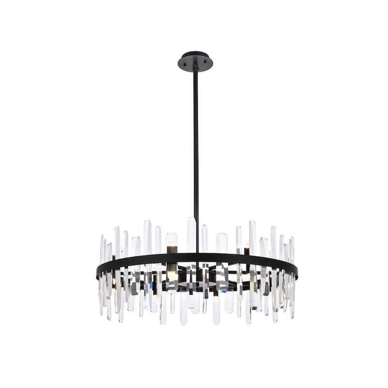 Indigo Home 32 inch crystal round chandelier - Black