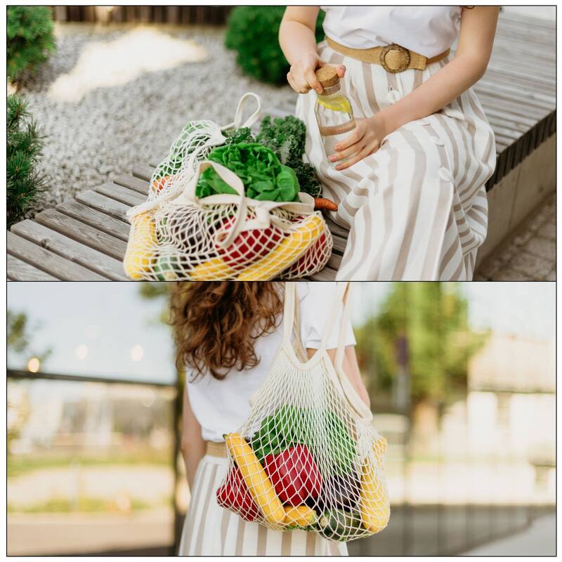 Cotton Mesh Bag, 15x13.8" Mesh Net String Grocery Bags, 2Pcs