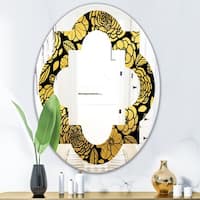 Designart Golden Zigzag Chain Modern Round Or Oval Wall Mirror Quatrefoil On Sale Overstock 29840529