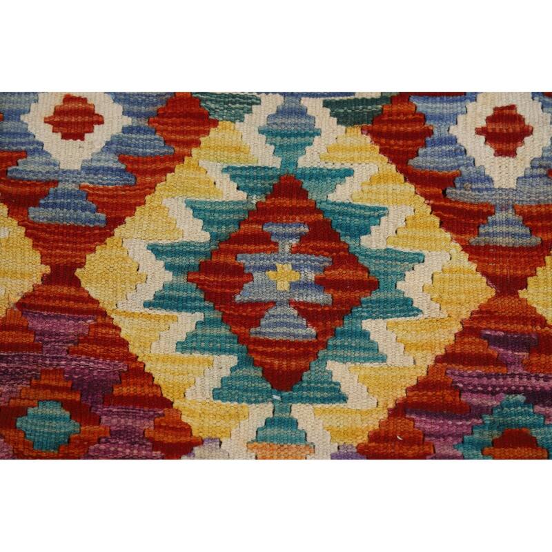 Reversible Kilim Oriental Area Rug Flatweave Geometric Wool Carpet - 8'5" x 10'10"