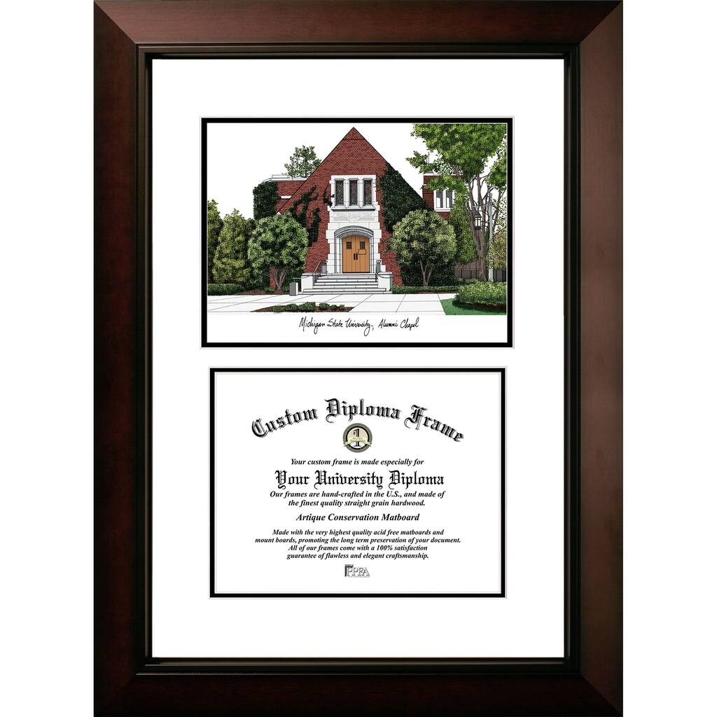 Michigan State Alumni Chapel University 11w x 8.5h Legacy Scholar Diploma Frame