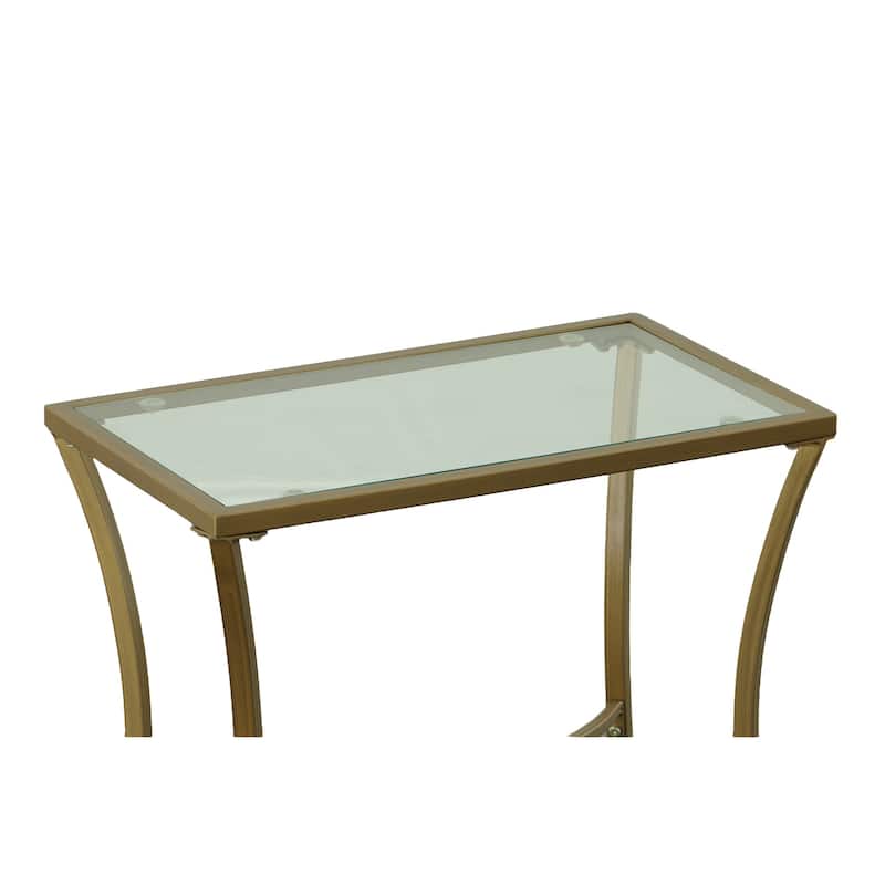 Carolina Living Palin Glass Top Accent Table - Antique Gold