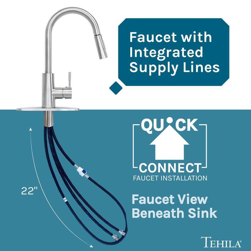 TEHILA Utility Sink Laundry Tub with Stainless Finish High Arc Faucet - N/A