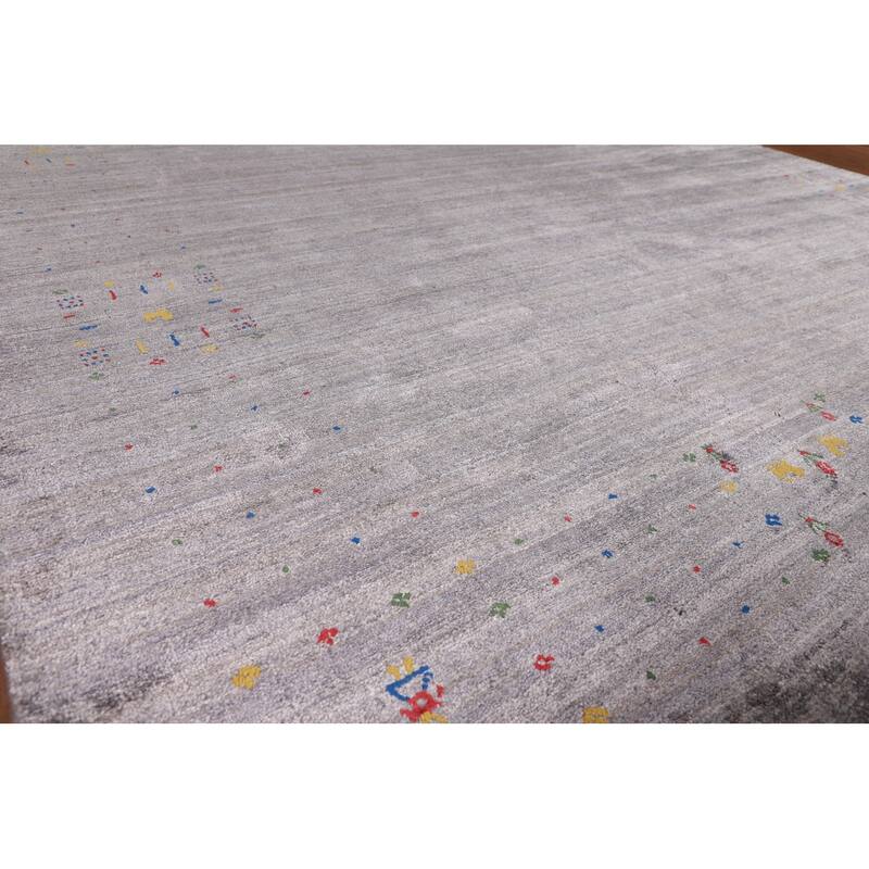 Gabbeh Indian Area Rug Handmade Silk Carpet - 7'10"x 9'9"