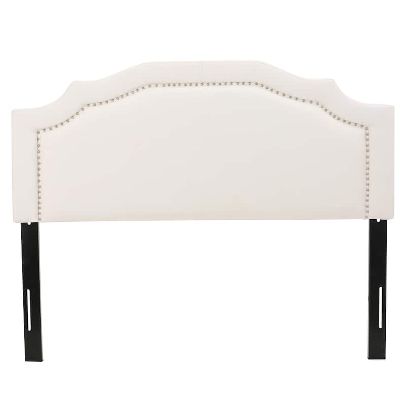 Queen Size Upholstered Headboard with Metal Legs and Nailhead Trim, Adjustable Height, Modern Design