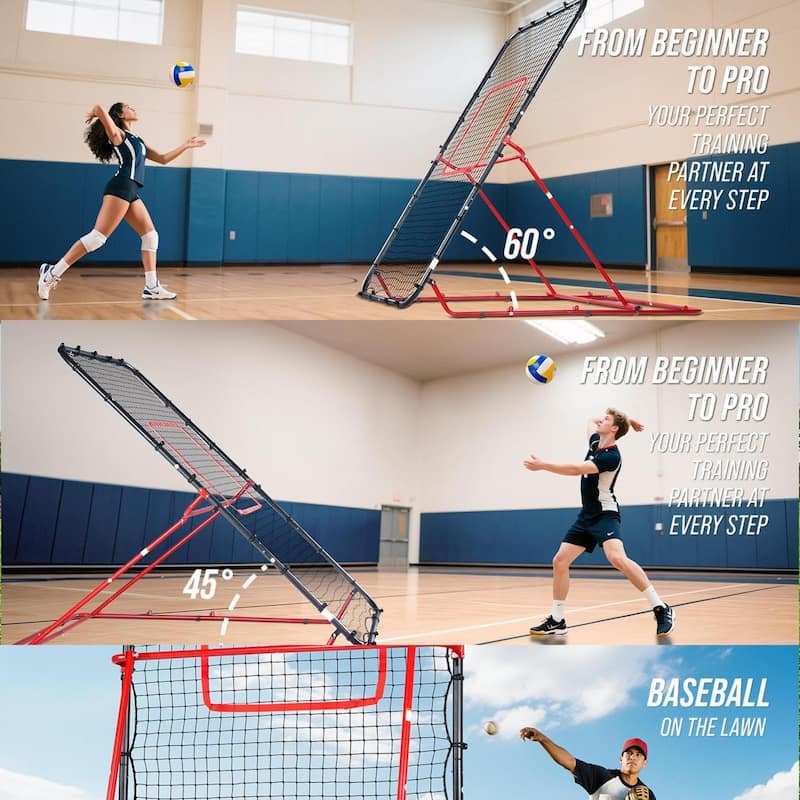 7x4 FT Volleyball Rebounder Net - 90° Foldable Angle & Sturdy