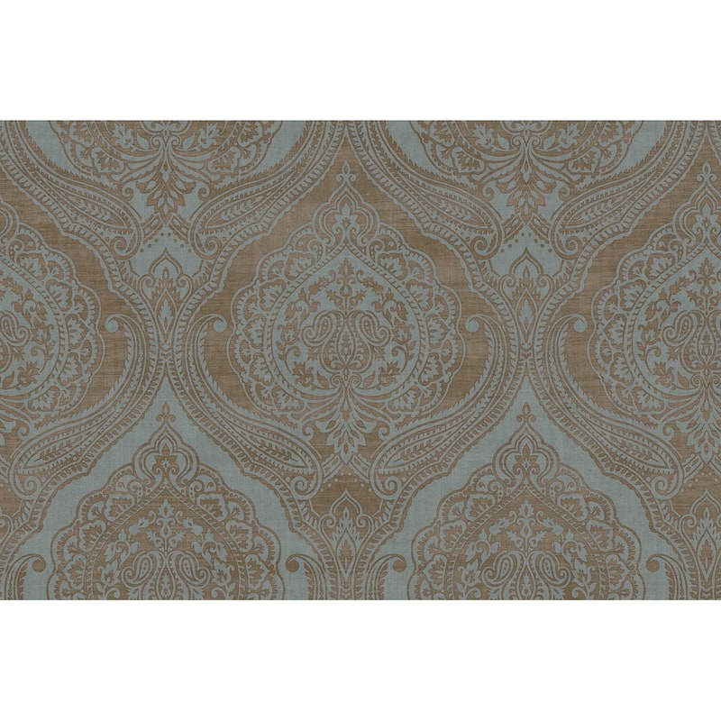 Seabrook Designs Irina Paisley Damask Unpasted Wallpaper - 27 in. W x 27 ft. L - Metallic Taupe & Blue Smoke
