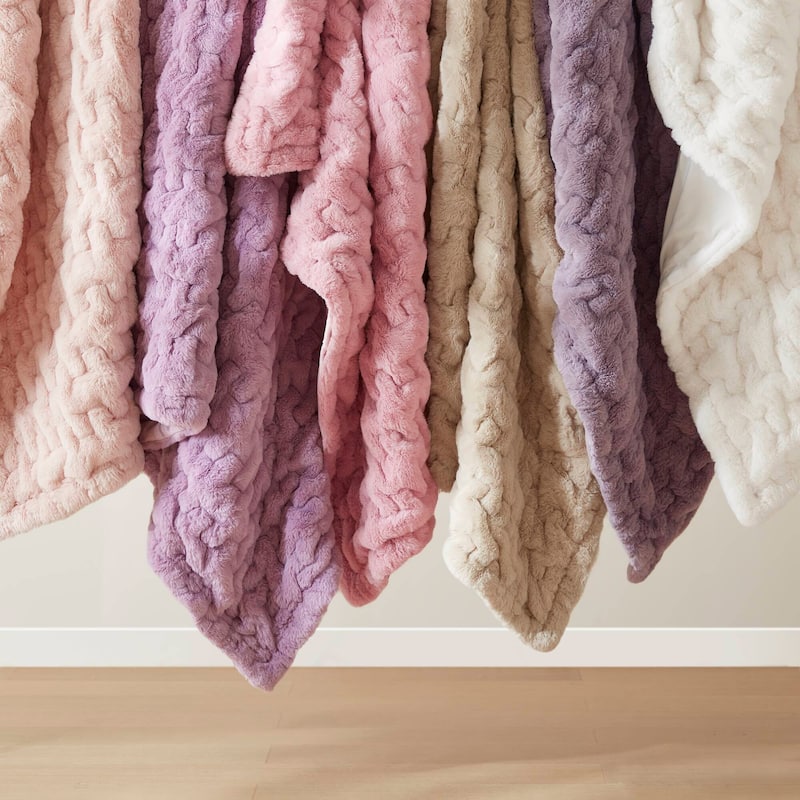 Madison Park Ruched Fur Throw