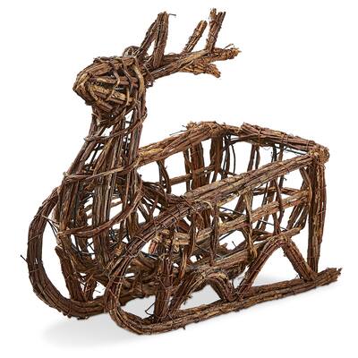 Reindeer Sleigh In Natural Vine