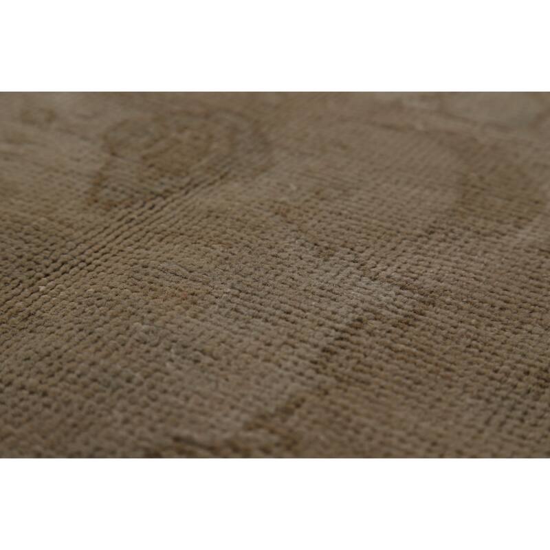 Tabriz Persian Vintage Area Medallion Beige Wool Carpet - 8'4" x 11'1"