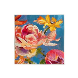 Stupell Vivid Peonies on Blue Wall Plaque Art Design by Liz Jardine ...