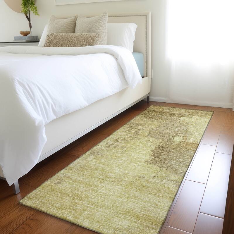 Machine Washable Indoor/ Outdoor Contemporary Abstract Chantille Rug - Brown - 2'3" x 7'6"