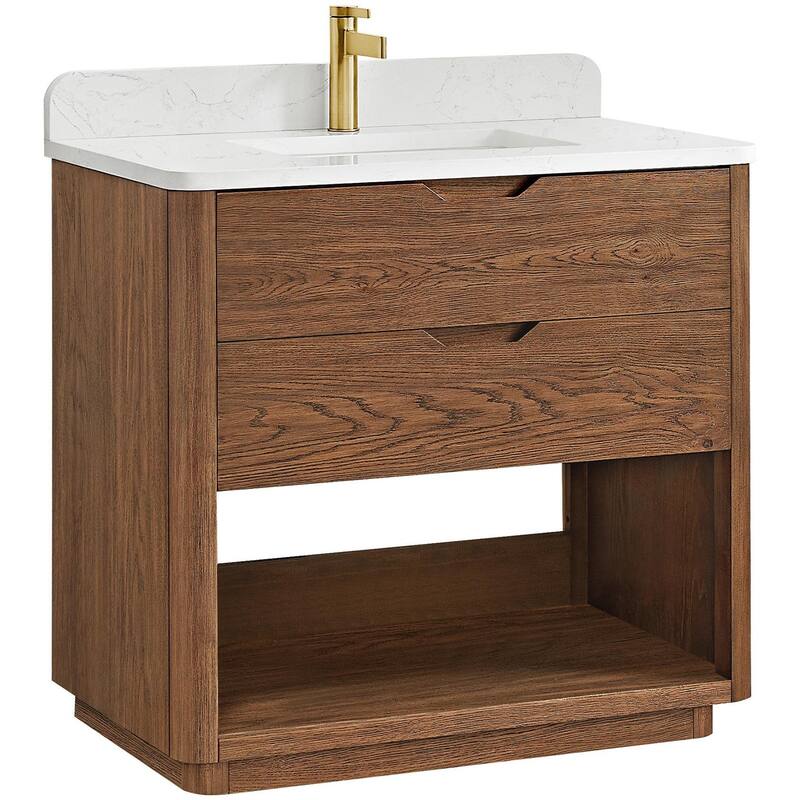 Miseno MV-HARB36-GW Harbin 36" Free Standing Single Basin Vanity Set - Oak Weathered Brown - Oak Finish