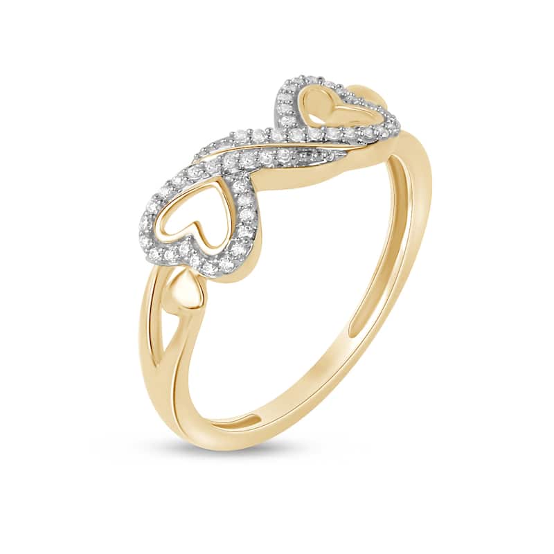 1/8ct TDW Diamond Infinity Heart Promise Ring in 10K Gold for Women