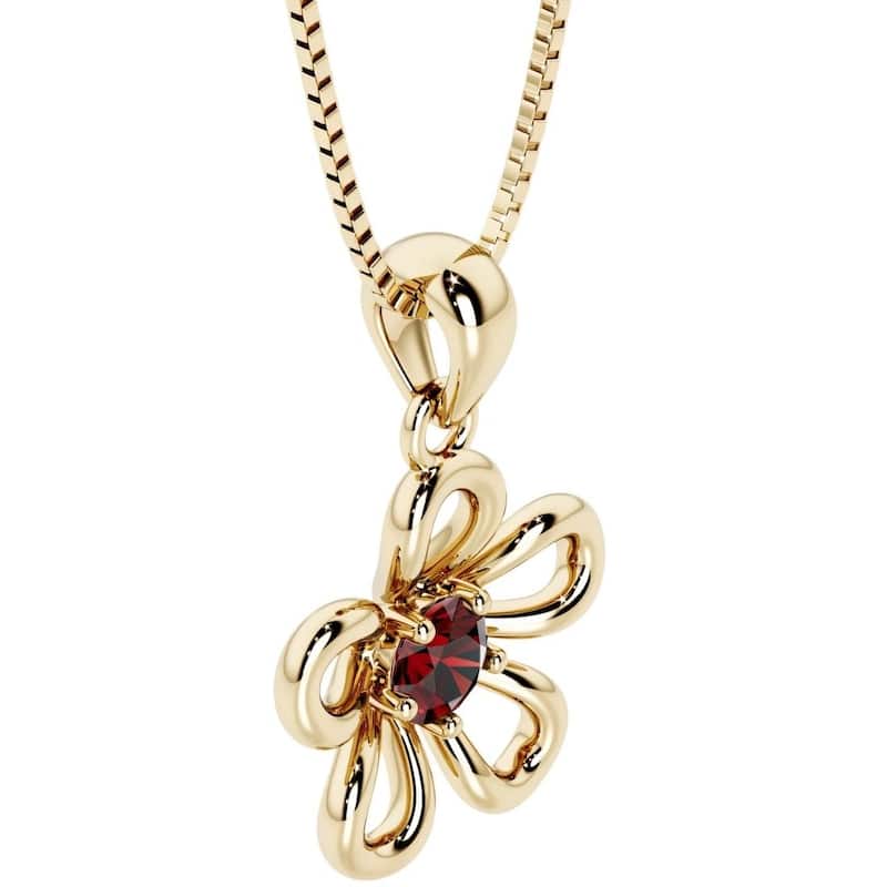 Oravo Gold Plated Sterling Silver Gemstone Flower Pendant