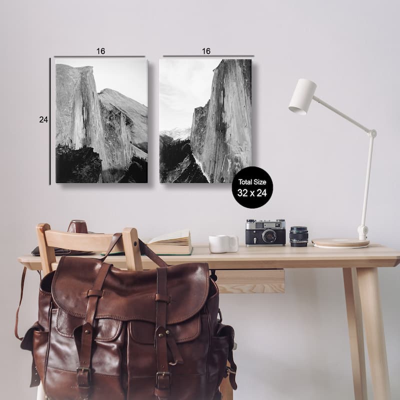 Stupell Monochrome Yosemite Cliffs Canvas Wall Art Design By Gemma Bardot (Set of 2)
