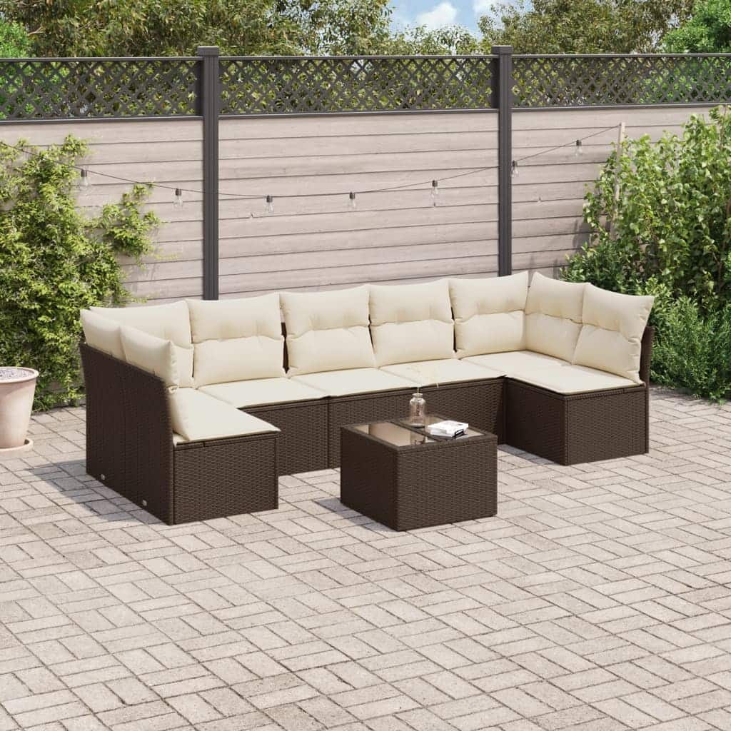 vidaXL Garden Sofa Set Brown - 21.7 x 21.7 x 14.6