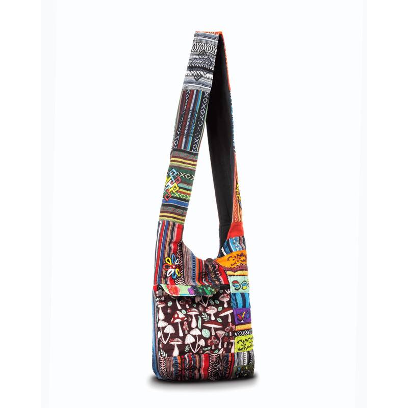 Kathmandu Collection Tribal Stripe Patchwork Hobo Bag