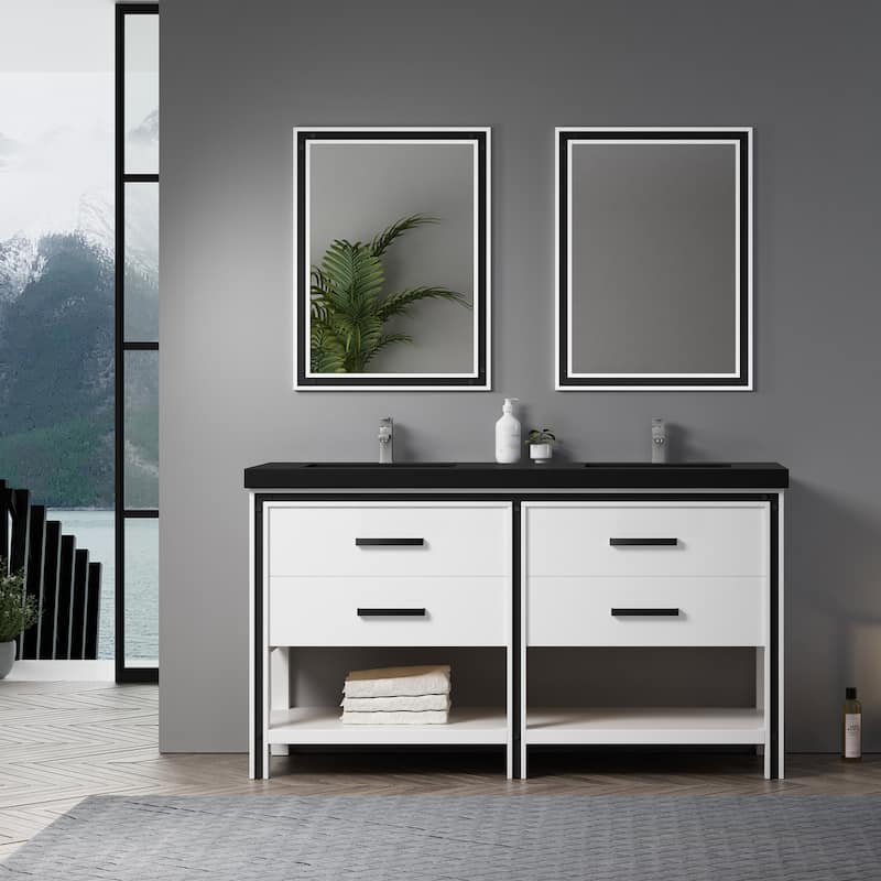 Thornton 60" Double Bathroom Vanity Set - White