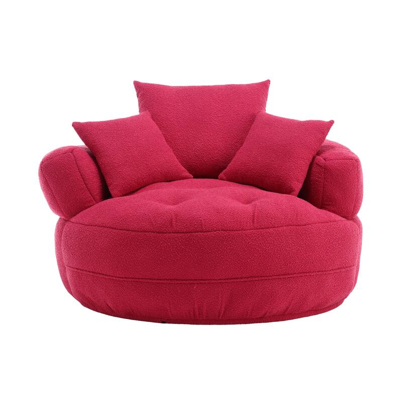 Chenille Sponge Single Sofa, Oversized Round Accent Chair Sleeper Couch Chaise Lounges for Living Room Bedroom Projection Room