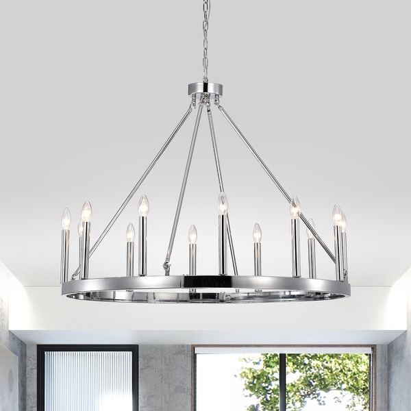Brushed nickel wagon wheel chandelier top