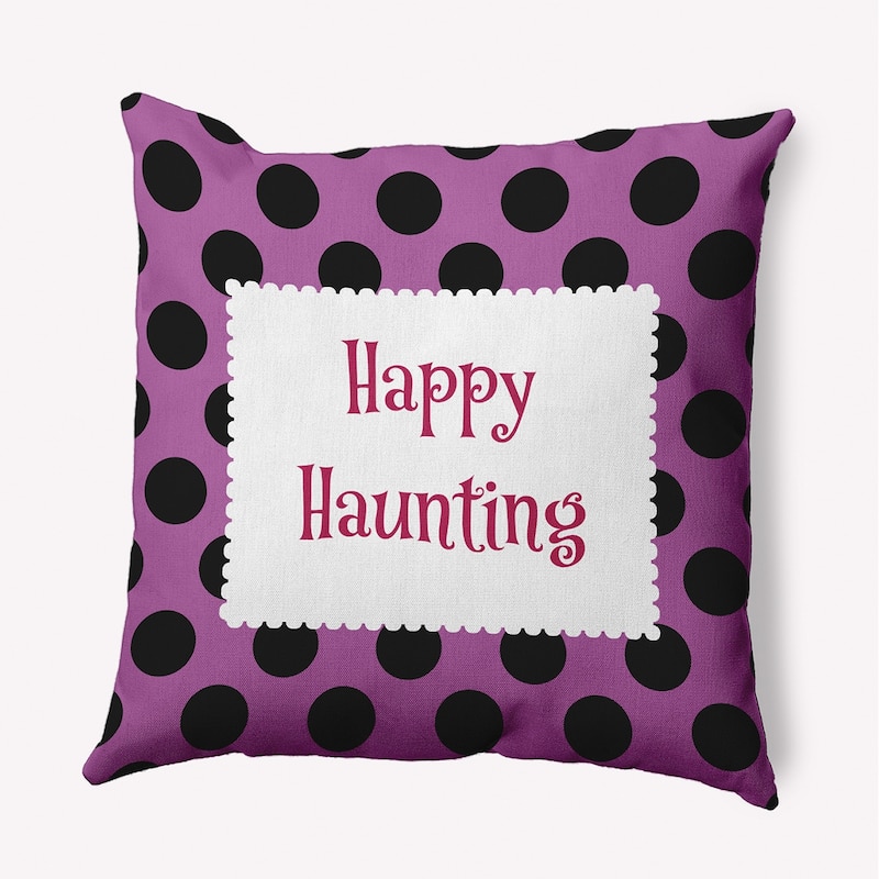 Halloween Happy Haunting Dots Accent Pillow - Orchid - 16" x 16"