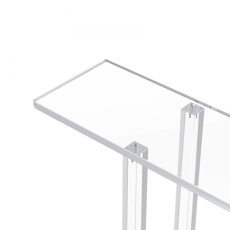 Clear Acrylic 2-Tier Console Table with Sturdy Metal Connectors and Storage - 7.6 x 39.4 x 31.5 in