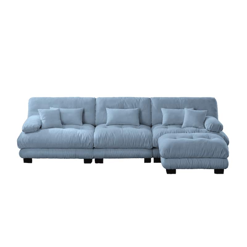 3-Seater L-Shaped Deep Seat Sofa Couch with 1 Ottomans