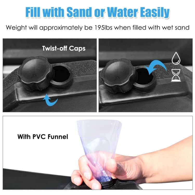 4 Pcs 195 lbs Patio Cantilever Offset Umbrella Base Weight Sand (Only Base) - 33" x 33" x 3.5"(L x W x H)