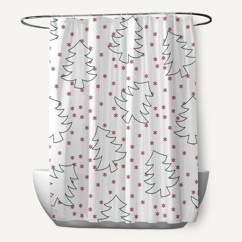 Tree Outlines Shower Curtain - Christmas Pink