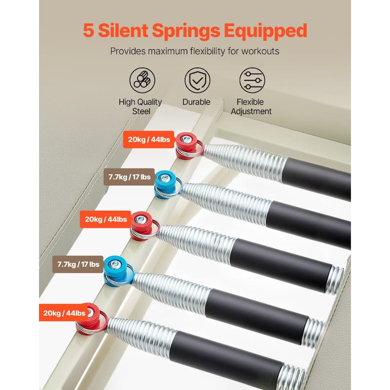 Foldable Pilates Reformer Machine with Spring Resistance Core Trainer for Home Fitness Studio - 82” x 22” x 29”