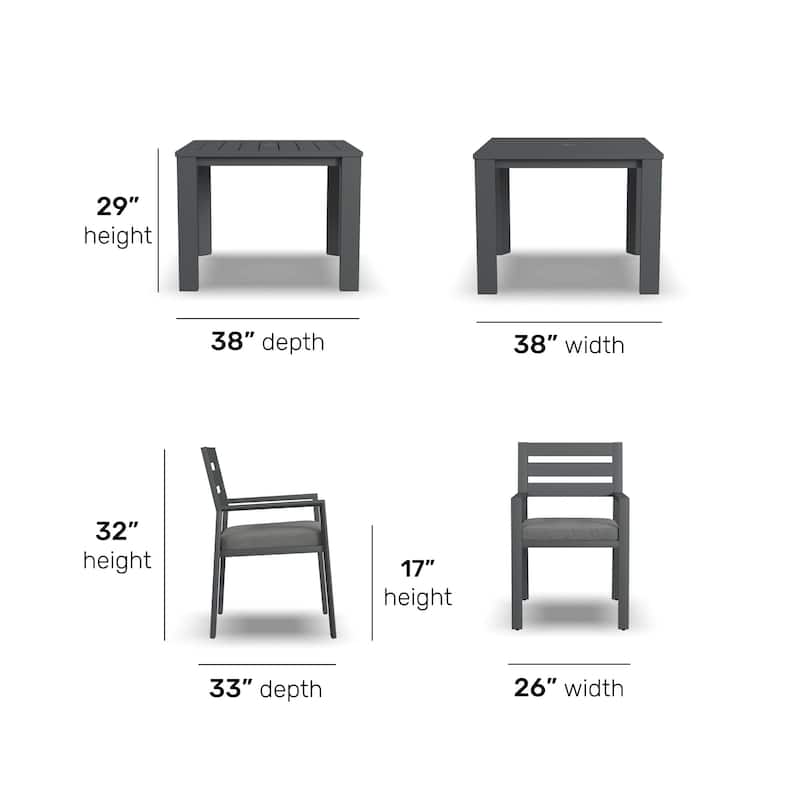 Homestyles Grayton Outdoor 5-Piece Dining Set - 38" x 29" x 38"