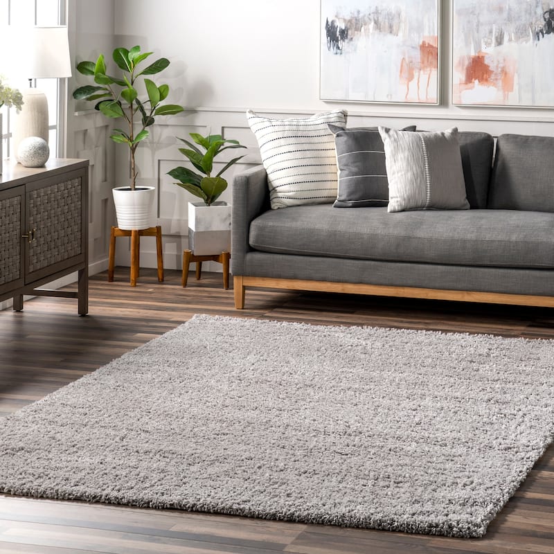Nuloom Scarlett Modern Plush Shag Area Rug - 4' x 6' - Silver - Rectangle