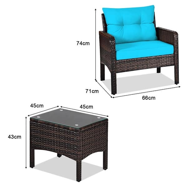 3-piece PE Rattan Wicker Outdoor Patio Furniture Set